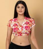 White and peach cotton crop top