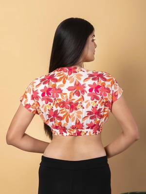 White and peach cotton crop top 3