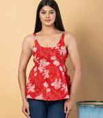 Red cotton peplum top