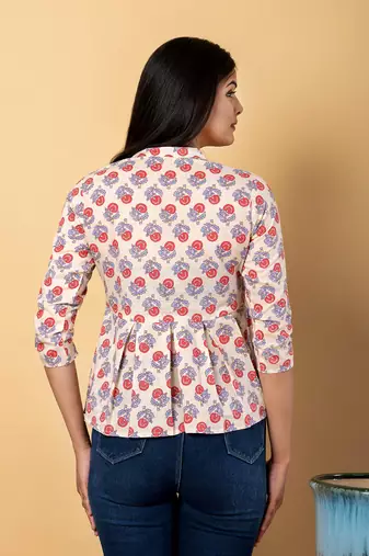 Cream cotton regular top