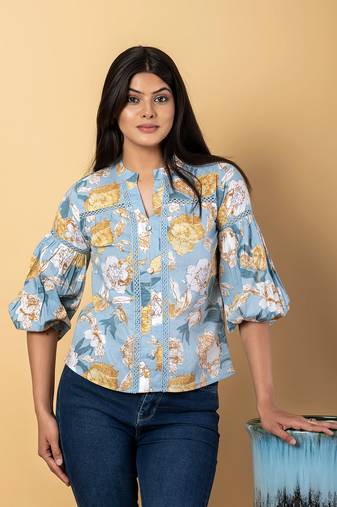 Sky blue cotton ragular top