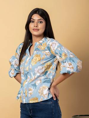 Sky blue cotton regular top 2