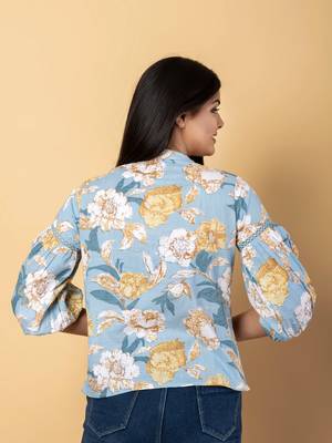 Sky blue cotton regular top 3