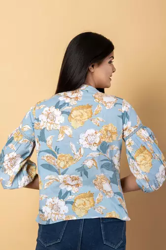 Sky blue cotton regular top