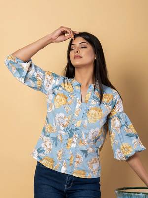 Sky blue cotton regular top 4
