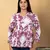 Mauve and white cotton peplum top