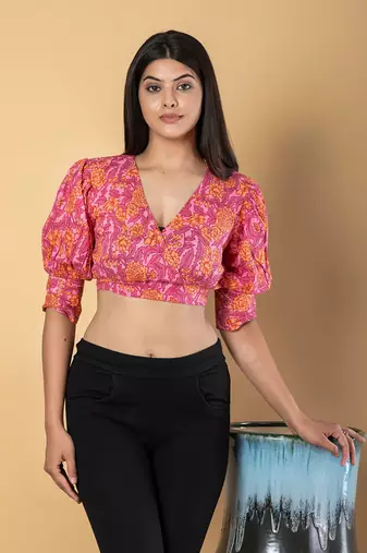 Pink cotton crop top