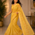 Yellow Hand Painted Khadi Handloom Saree With Blouse