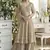 Beige georgette embroidered designer palazzo suit