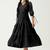 Satin cotton flared pleated western dress