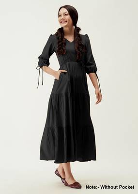 Trendmalls Satin cotton flared pleated western dress 3