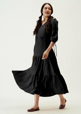Trendmalls Satin cotton flared pleated western dress 4