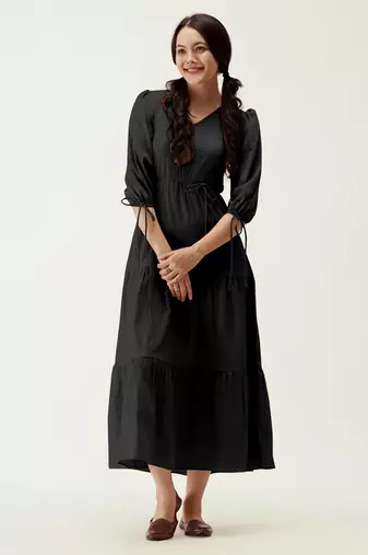 Trendmalls Satin cotton flared pleated western dress