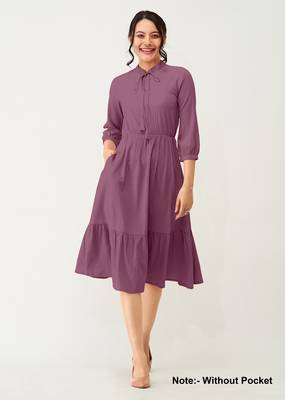 Trendmalls Satin cotton flared pleated western dress 1