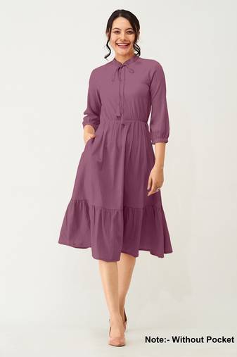 Satin cotton flared pleated western dress