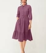Satin cotton flared pleated western dress