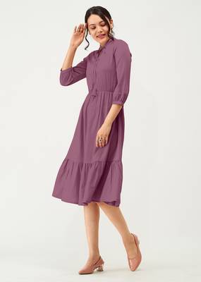 Trendmalls Satin cotton flared pleated western dress 3