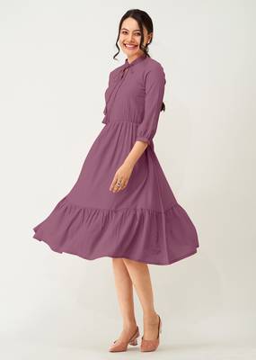Trendmalls Satin cotton flared pleated western dress 4