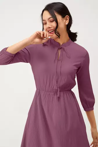 Trendmalls Satin cotton flared pleated western dress