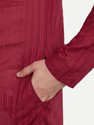 Maroon Cotton Printed Full Sleeves Kurta For Men 4