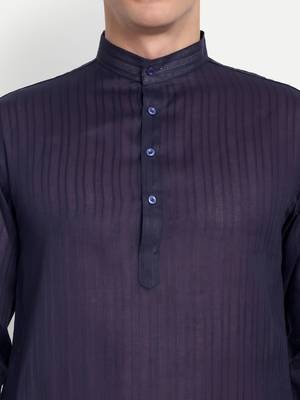 Purple Cotton Printed Full Sleeves Kurta For Men 3
