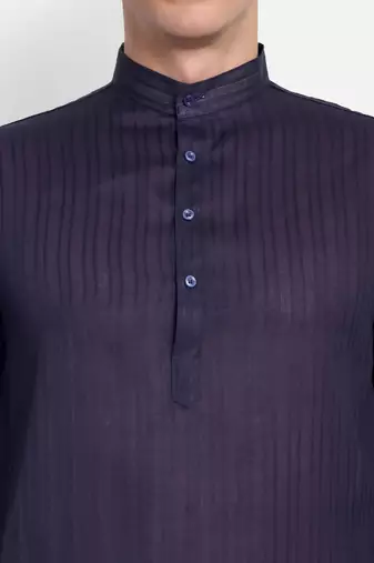 Purple Cotton Printed Full Sleeves Kurta For Men
