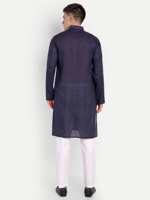 Purple Cotton Printed Full Sleeves Kurta For Men 5