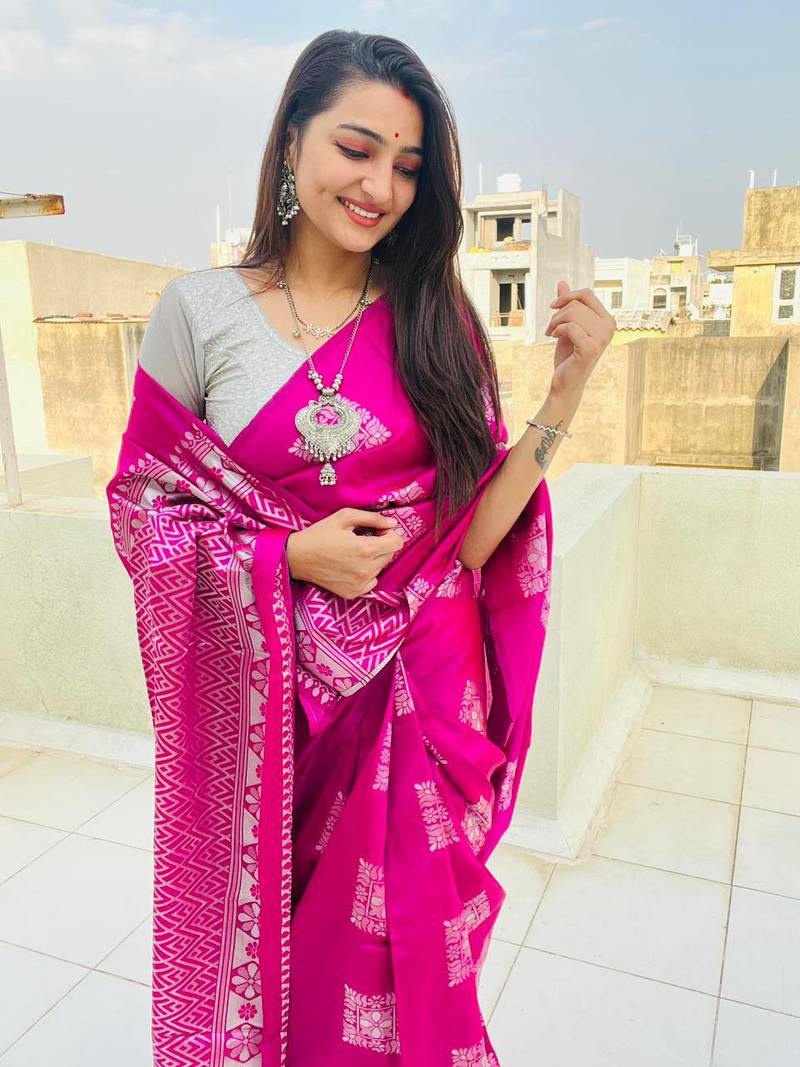 pink silk blend sarees with blouse