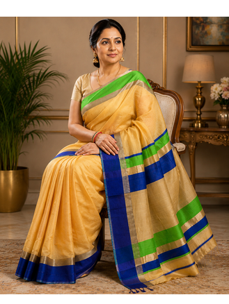 Multicolor Maheshwari Saree With Blouse 2