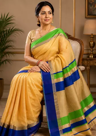 Multicolor Maheshwari Saree With Blouse