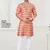 Orange silk with digital printed kurta payjama for mens wear