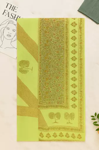 Green Kota Doriya Handblock Printed Saree
