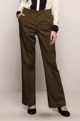 Brown cotton parallel trouser