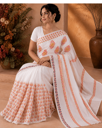 Hand Block Printed Saree With Blouse 2