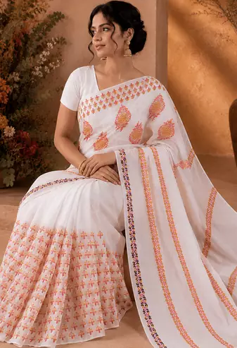 Hand Block Printed Saree With Blouse