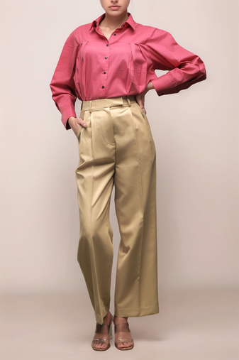 Beige pleated trouser