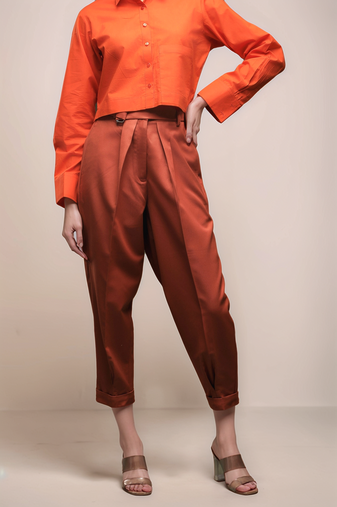 Rust cropped pant