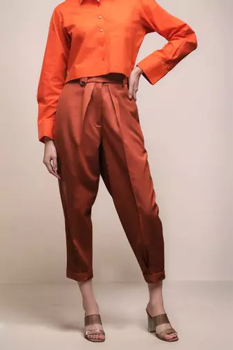 Rust cropped pant