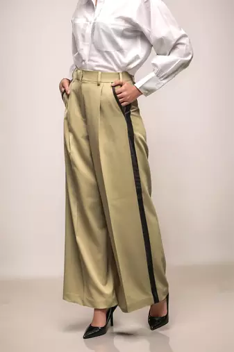 Greenish beige tuxedo trouser