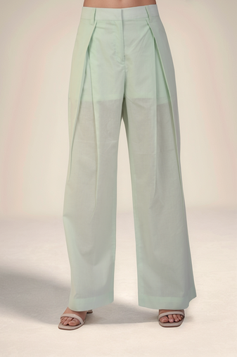 Mint green pleated trouser