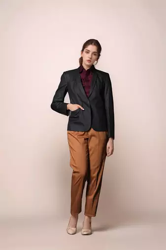 Tan orange pleated trouser