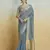 Grey  khadi silk blend saree with tussle 