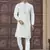 Cream art silk long kurta with cotton payjama for mens wear