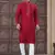Red art silk long kurta with cotton payjama for mens wear
