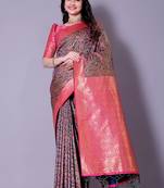 rani pink banarasi art silk saree with paisley weaves