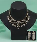 White color american diamond necklace set with classic ethnic stone setting
