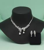 Silver color american diamond necklace set with elegant traditional ethnic styling