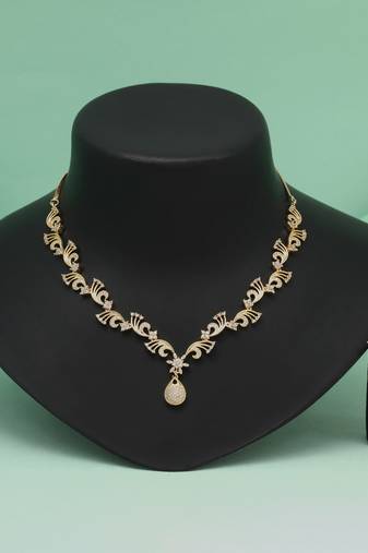 White color american diamond necklace set crafted with radiance and classiness