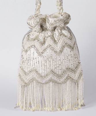 Suede white potli bag with detachable chain 5