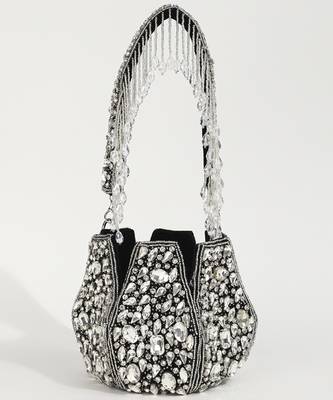 Suede black potli bag with handle 4
